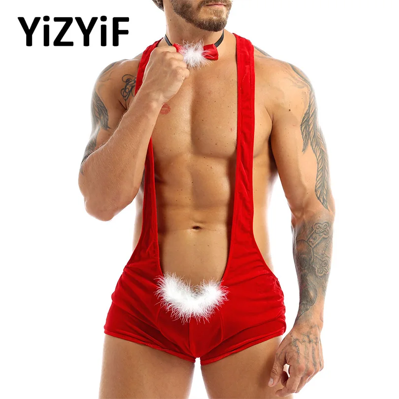 Мужская майка для борьбы мягкое бархатное рождественское нижнее белье трико