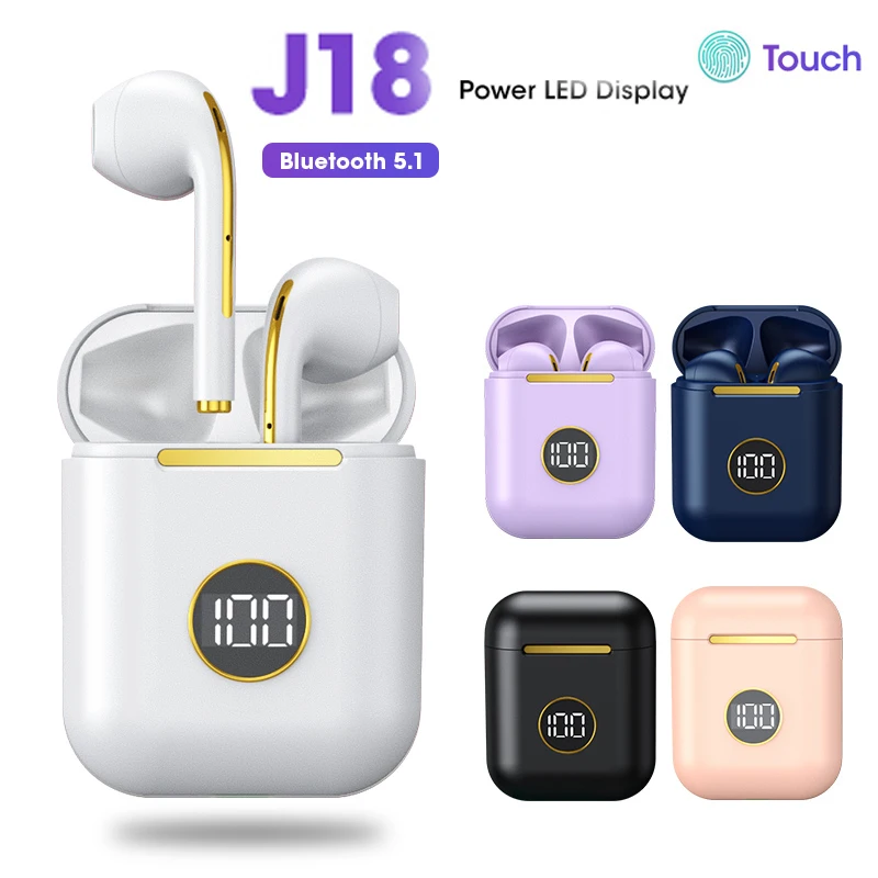 

new Upgrade J18 TWS Bluetooth 5.1 Wireless Headphone With Charging Case Stereo earplug with Microphone for iOS Android PK i99999