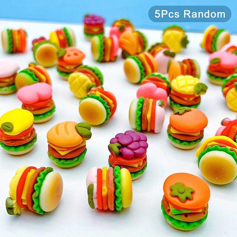 

New Food And Play Fruit Burger DIY Cream Glue Mobile Phone Shell Doll House Play House Hairpin Jewelry Resin Accessories