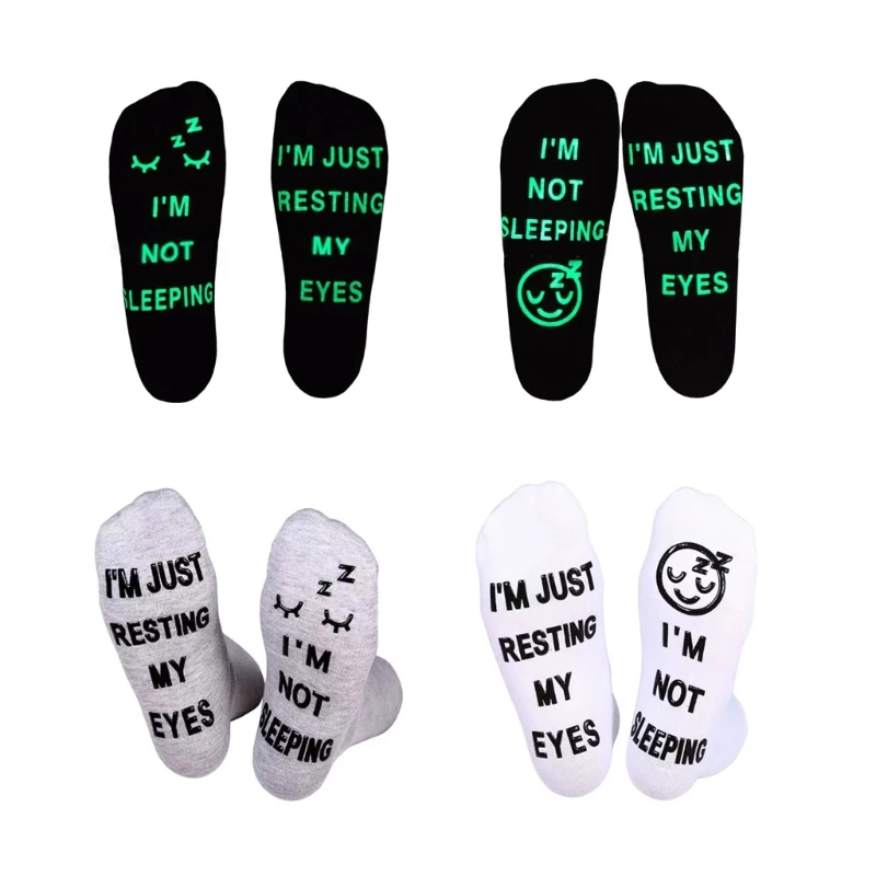 

Luminous Not Sleep Just Resting Eyes Cotton Socks Birthday Gifts for Men Women P8DB