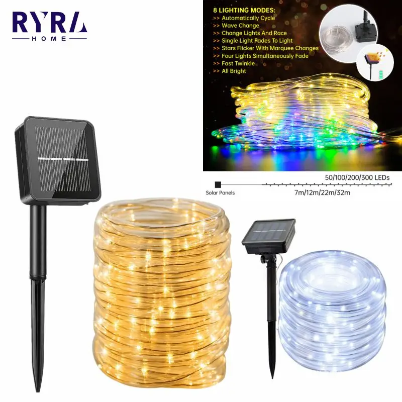 

Светодиодсветильник гирлянда на солнечной батарее, садовые сказочные водонепроницаемые ленты для рождественской елки, уличная лампа-Гирл...