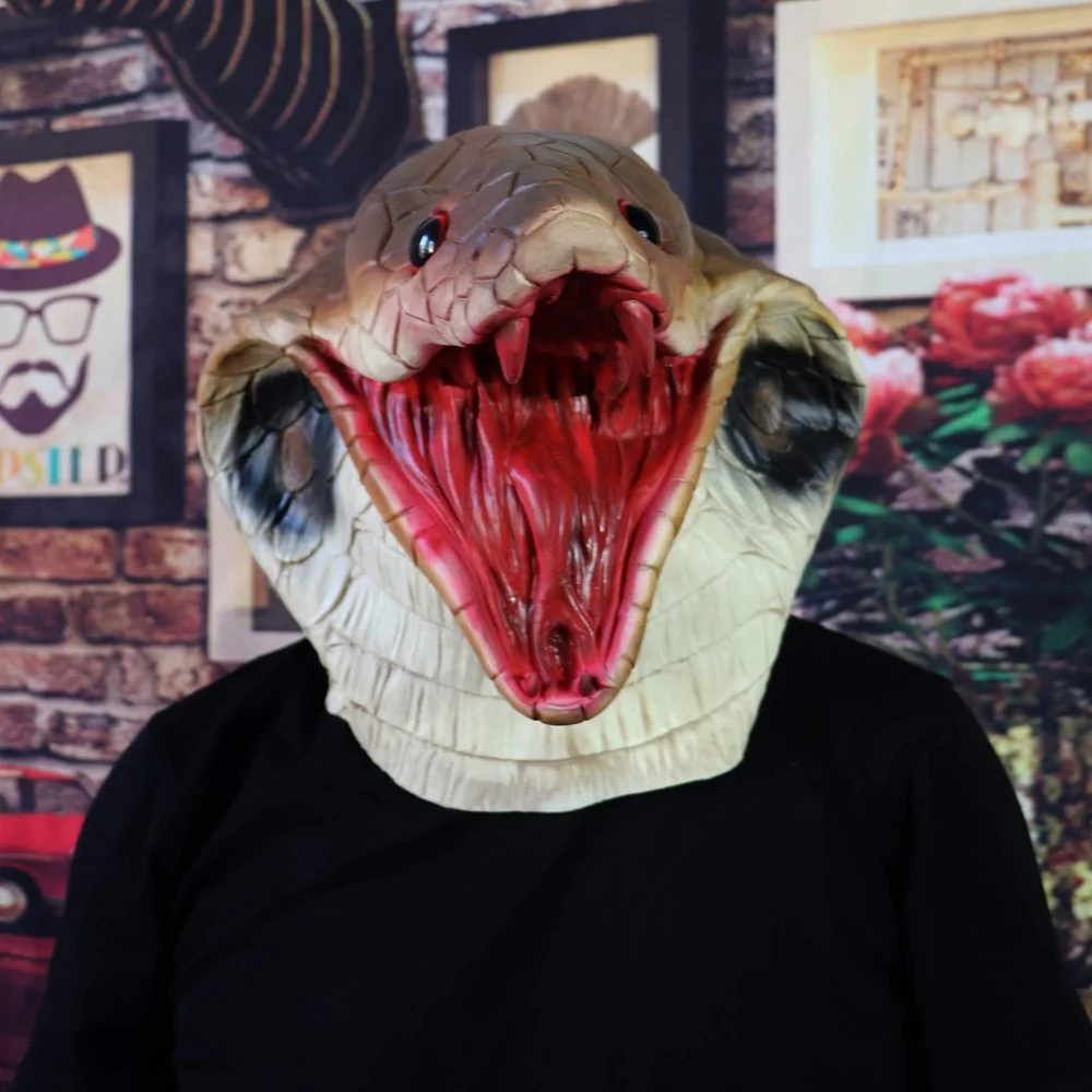Halloween Snake Mask Funny Realistic Face Fursuit Head Costume Cosplay Party Latex Animal Fake for Adults(snake) | Тематическая