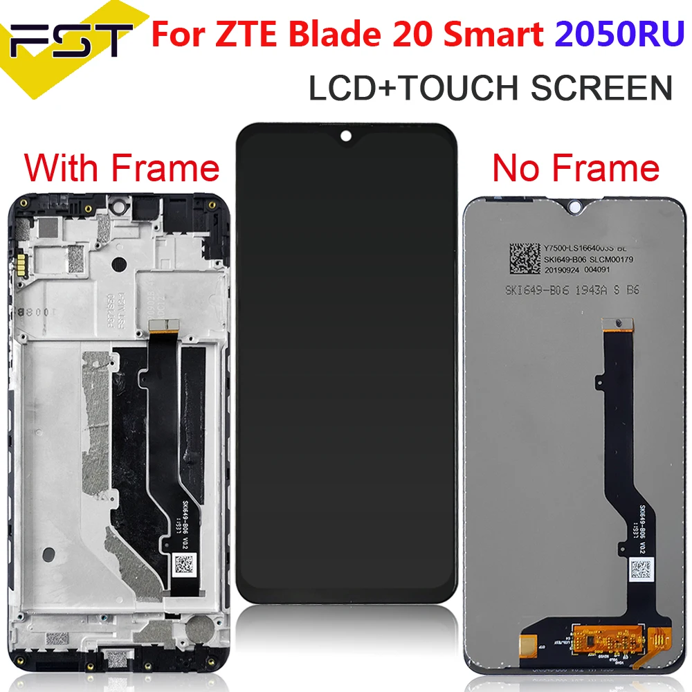 Для ZTE Blade 20 Smart. Цифровой преобразователь сенсорного экрана в сборе с рамкой для ZTE 20 Smart 2050RU LCD