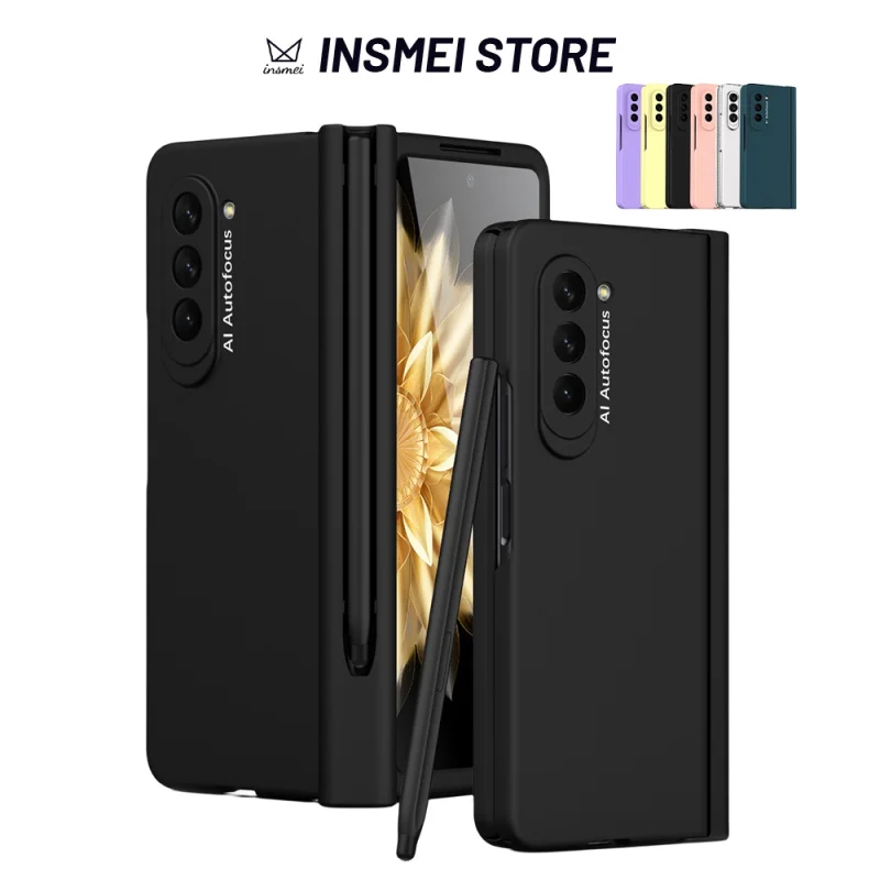 

Чехол для Samsung Galaxy Z Fold 5 4 3, роскошный чехол с полной защитой, с [съемным S держателем ручки и ручкой], BK