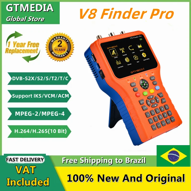 

(DDP to morocco) GTMEDIA V8 Finder Pro DVB-S2X/S2/S/T2/T/C Satellite Signal Finder H.265 MPEG-4 IKS,ACM/VCM Digital Satfinder