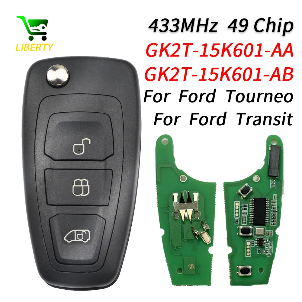 

Автомобильный брелок Liberty Flip с дистанционным управлением ID49 чип HITAG Pro 433 МГц FCCID GK2T-15K601-AB/AA для Ford Transit Custom Tourneo 2015+