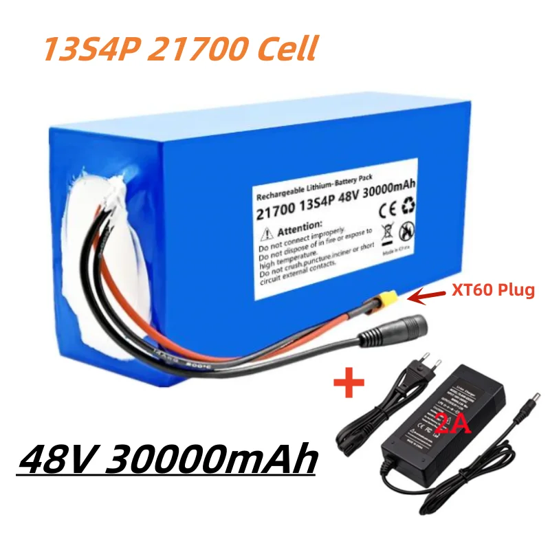 

13S4P 21700 48V 30Ah Rechargeable battery pack ,modified Bicycles,electric vehicle Protection PCB+54.6V 2A Charger