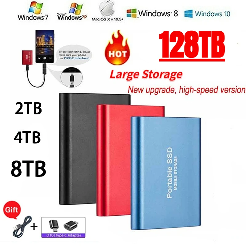 

Высокоскоростной мобильный внешний жесткий диск для ноутбука, настольного компьютера, интерфейс USB3.1/Type-C, память 4 ТБ, 6 Тб, 8 ТБ, 12 ТБ, 16 Тб, 26 ТБ...