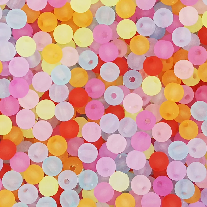 

50pcs 8mm Frosted Transparent Acrylic Round Beads Candy Color DIY Supplies for Bracelet Necklace Making