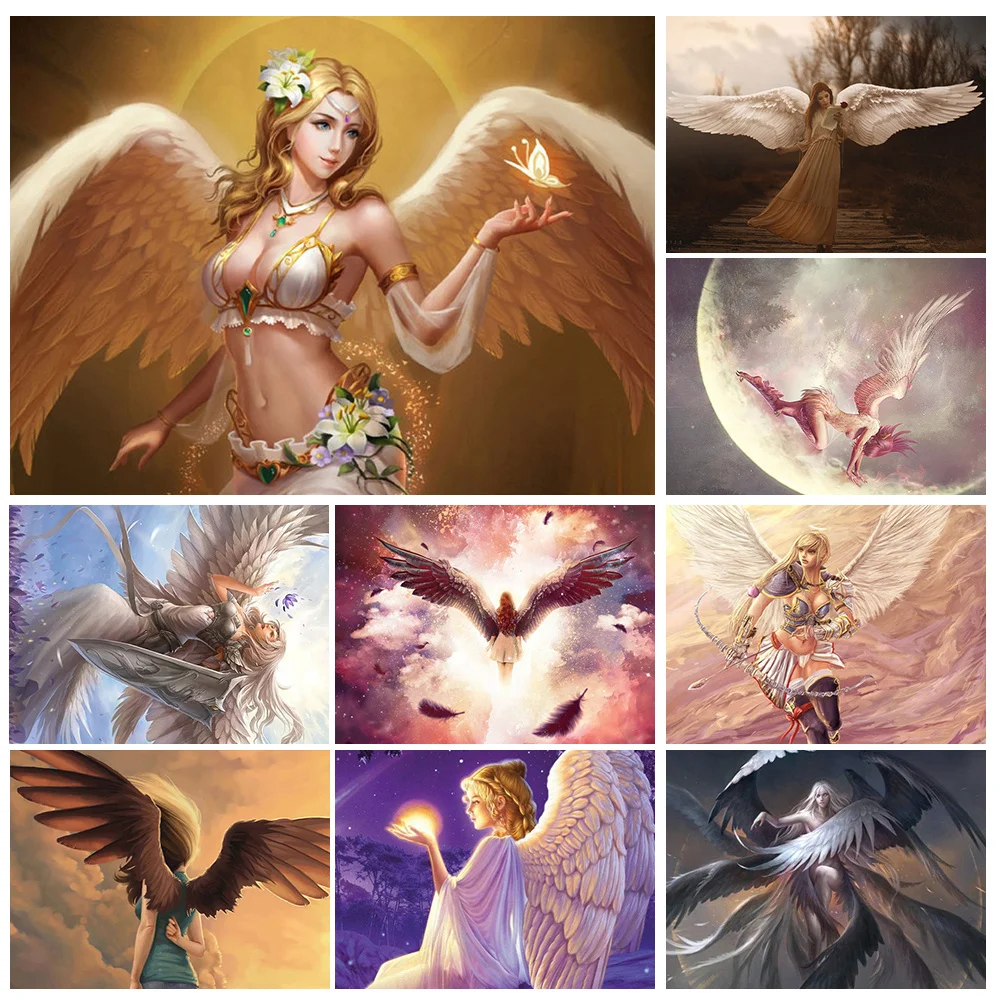 

Алмазная живопись с ангелом 5D, мультяшная полноразмерная Алмазная мозаика «сделай сам», инкрустированная искусственными стразами, вышивка, подарки для домашнего декора