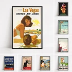 Лас-Вегас объединенные воздушные линии винтажный постер для путешествий для спальни домашний декор