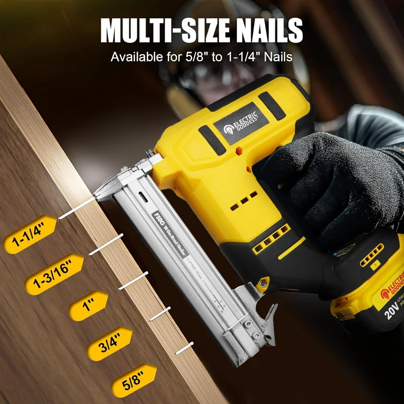 Фото Электрический бесщеточный пистолет для ногтей Brad для Dewalt, аккумулятор 20 В, беспроводной станок для ногтей прямой формы, деревообрабатывающий станок для ногтей №4