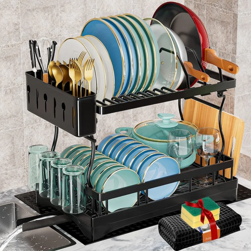 

2 Tier Metal Dish Drying Rack | Dish Drainer | Dish Holder | Plate Rack | Kitchen Rack | Drying Rack | Kitchen Accessories
