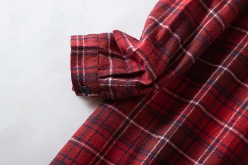 Women's Long Sleeves Plaid Flannel Nightgown 100% Warm Cotton Midi Sleepshirt Button Down Pajamas Sleepwear Plus Size Nightshirt