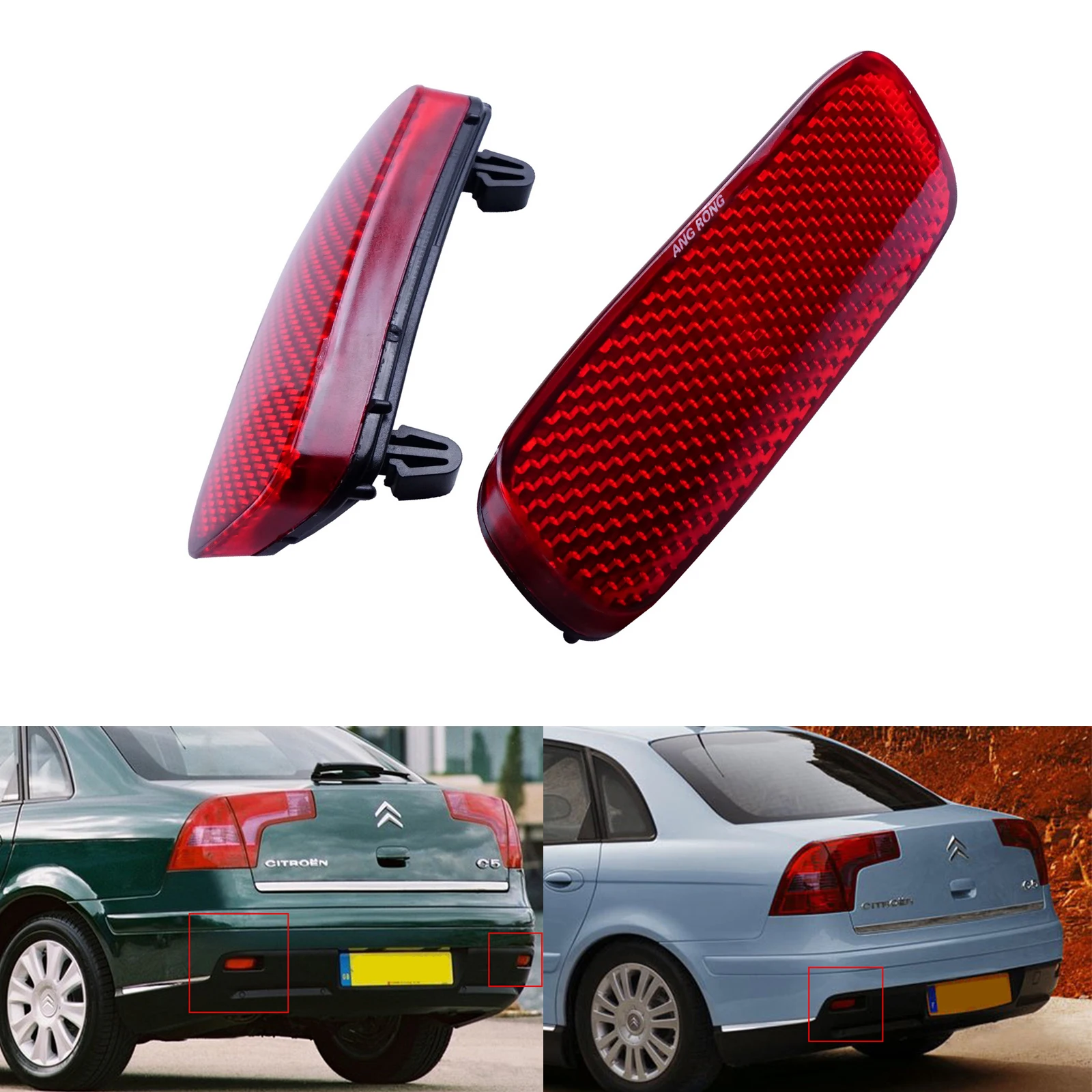 

ANGRONG 2x Красный отражатель заднего бампера для Citroen C1 C5 Peugeot 107 206 607 Expert для Fiat Scudo