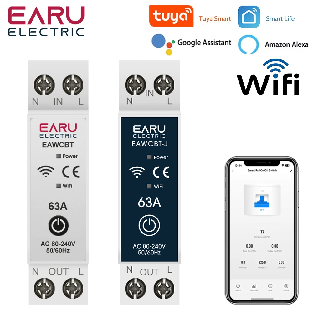 

Автомат защити цепи EARUELECTRIC Tuya eWeLink 63A