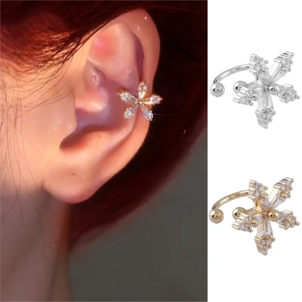 1 шт. зажим для ушей без пирсинга женщин и девочек цветок снежинка сверкающий