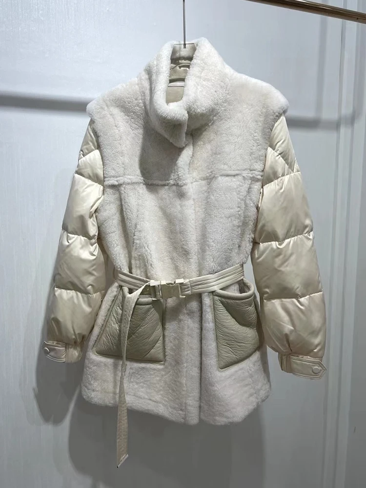 Новинка модное женское зимнее теплое пальто из натуральной овечьей шерсти