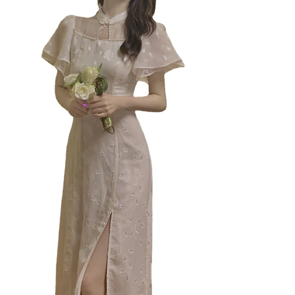 

Китайское Ципао, улучшенное Ципао, женское летнее приталенное платье с коротким рукавом во французском ретро стиле, лето 2023