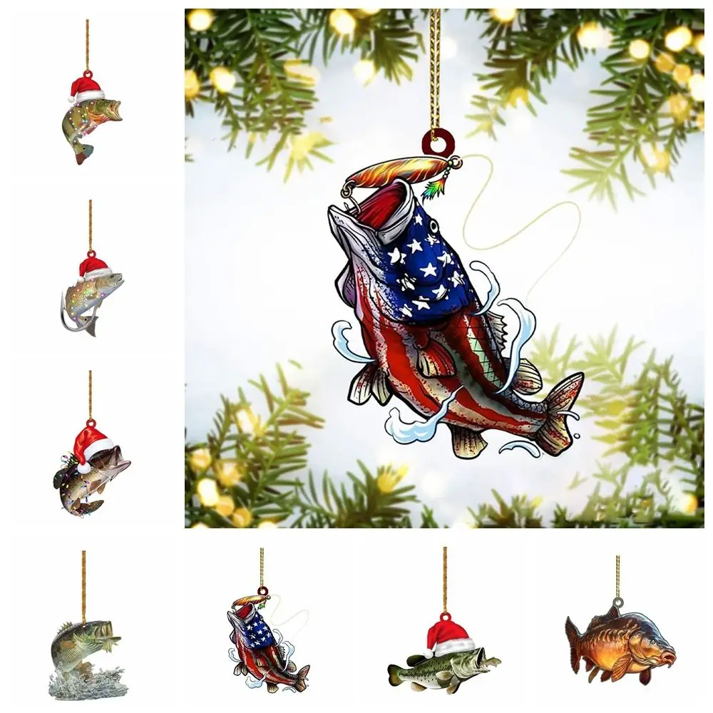 Реалистичный 2D рождественский кулон в виде рыбы подвесной акриловый рыбный