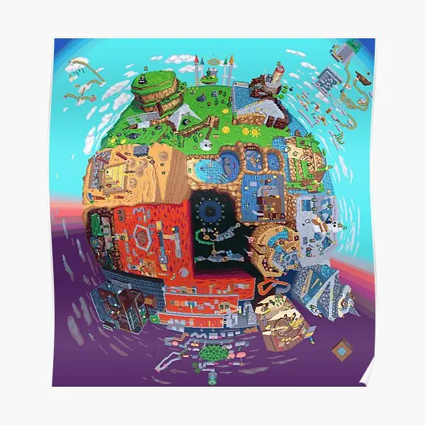 

3D Platformer Globe Poster Mural Vintage Home Funny Wall Modern Art Picture Painting Room Decor Decoration Print No Frame