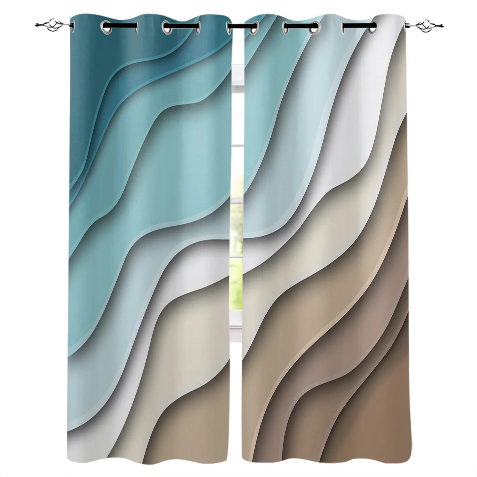 

Teal Gradient Brown Modern Curtains For Living Room Luxury Curtains For Kitchen Bedroom Living Room Children's Bedroom Curtains
