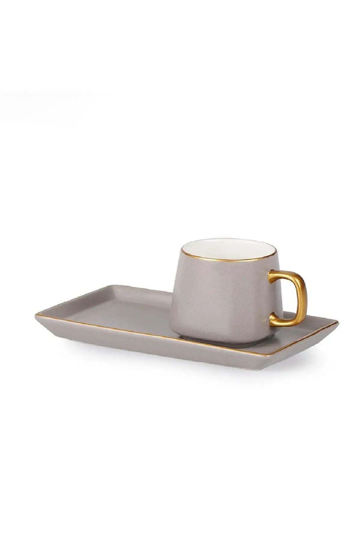 

Amazing Turkish Greek Arabic Coffee & Espresso Cup Set Porcelain 12 Pieces English Coffee Cup Set Gray