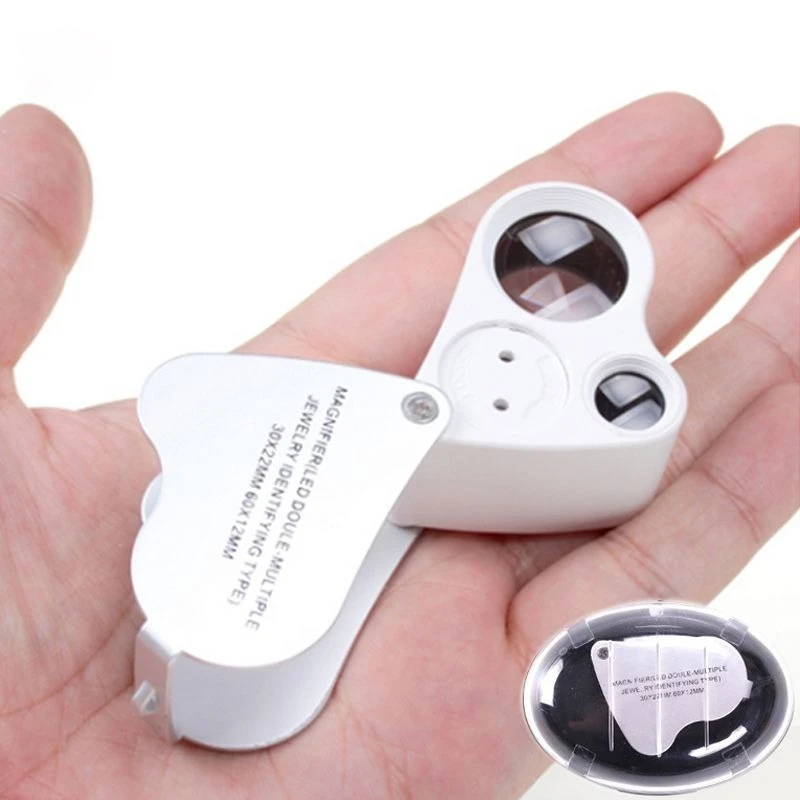 

30x 60x High Power Geological Magnifying Glass With Lamp To See The Diamond Waistline Code Jade Jewelry Antiques Identification