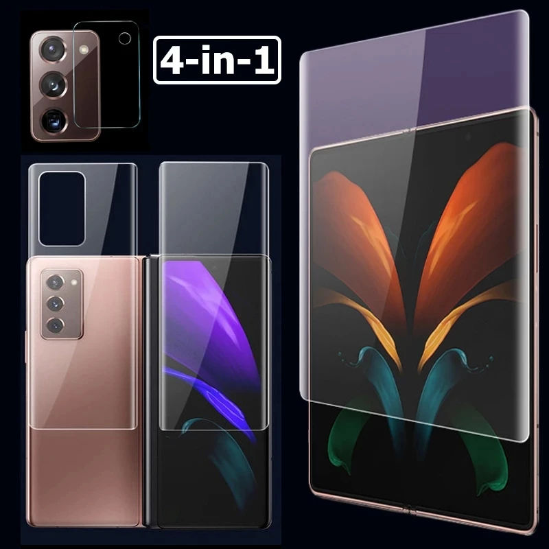 

4 In 1 Hydrogel Film for Samsung Galaxy Z Fold 3 Front and Back Curved Soft Film Camera Lens Screen Protector Accessories