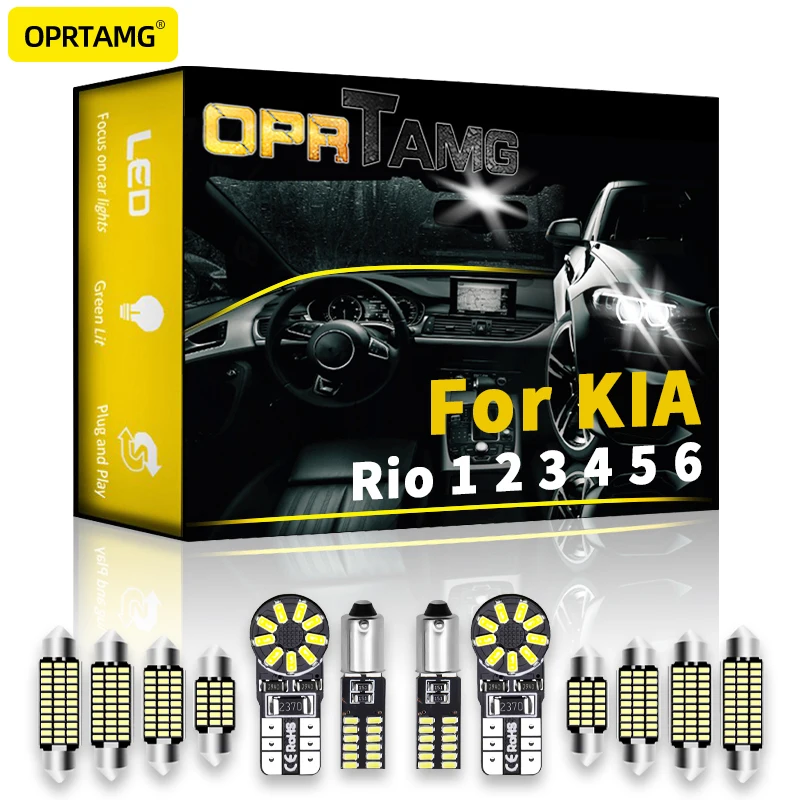 

Внутреннее освещение OPRTAMG Canbus для KIA Rio 1 2 3 4 5 6 2006-2021 2022, внутреннее освещение, подсветка номерного знака, аксессуары для автомобильного освещ...