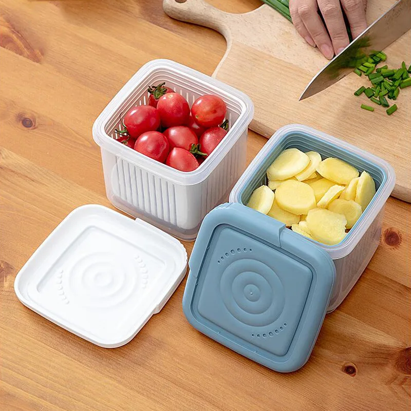 

Kitchen Garlic Fresh Keeping Box Kitchen Gadget Plastic Storage Box Refrigerator Fruit Vegetable Food Drained Preserve Jars