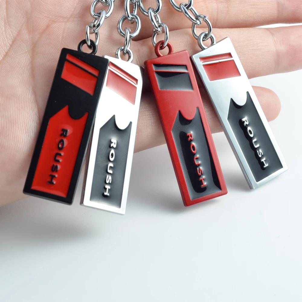 

Car Keychain Roush Logo Metal Keyring Key Ring Holder For Ford Focus Fiesta Bronco Ranger Taurus Escort F-105 Accessories