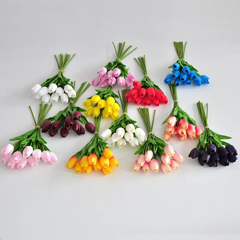 Букет искусственных тюльпанов 35 см 10 головок современное минималистичное