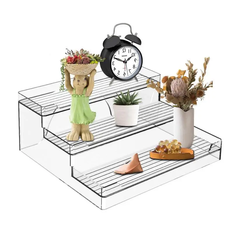 

Clear Display Stand Clear Acrylic Display Stands 3 Tier Spice Rack Multilayer Design Ideal For Shopping Mall Supermarket