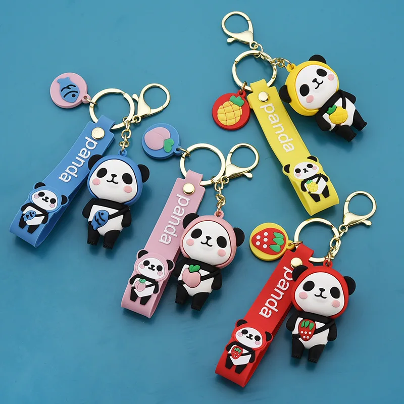 

16Cm Cartoon Kawaii Cute Panda Keychain Fruit Panda Pendant Key Accessories Couple Bag Hanging Ornaments Toy Small Gift
