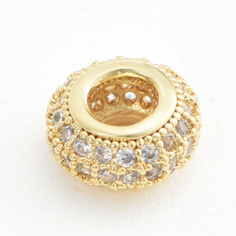 DARENLI 2 шт. позолоченные/родиевые латунные бусины-подвески с цирконием браслет