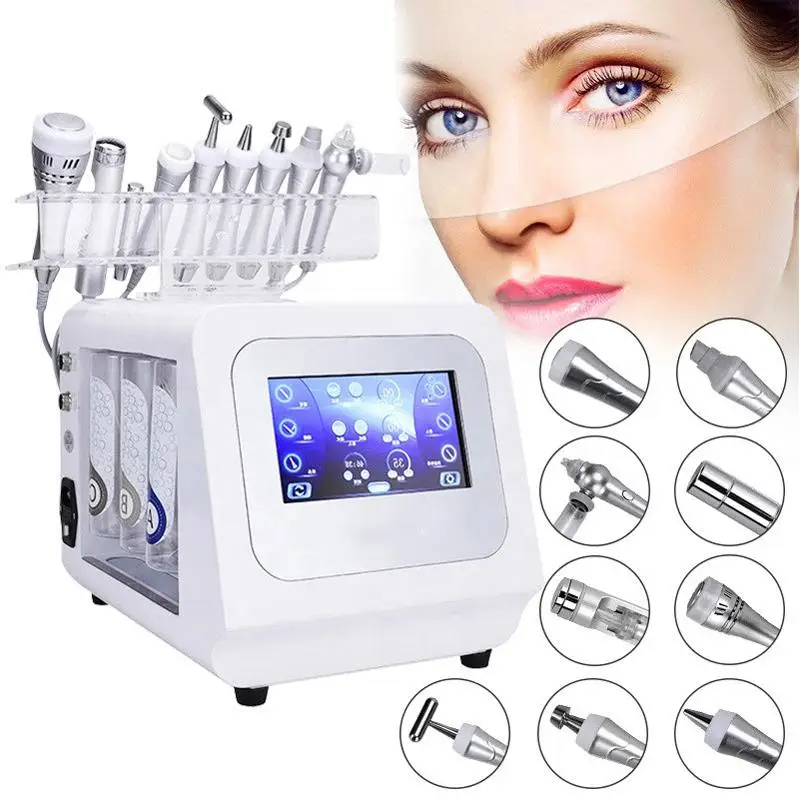 9 in 1 Oxygen Hydrogen Small Bubble Machine Hydra-Facial Beauty Device Cleansing Pigment Black Head Removal Skin Rejuvenation