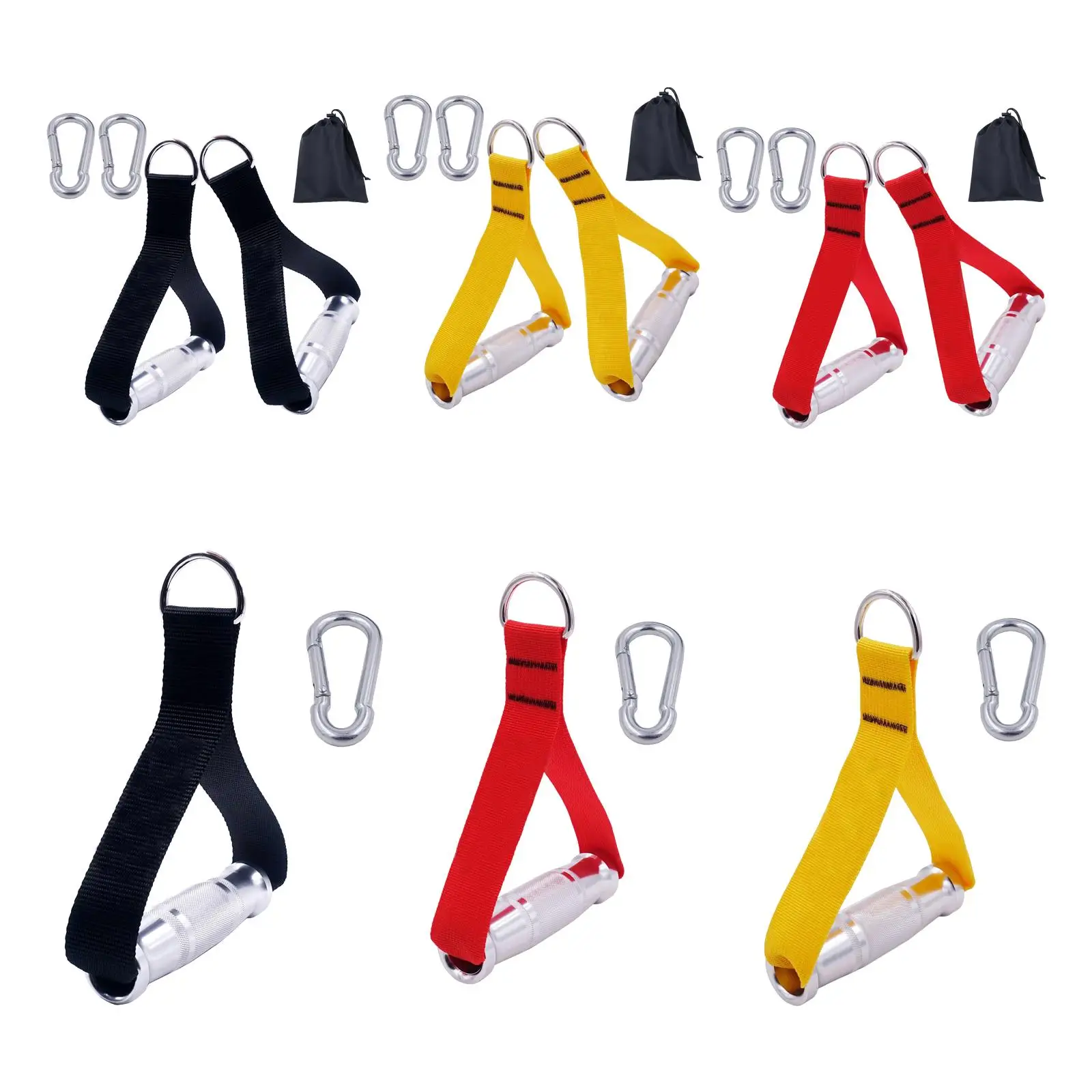 

Strong Resistance Bands Handle Nylon Webbing Gym Handle Metal Grips Strength Training Cable Handle