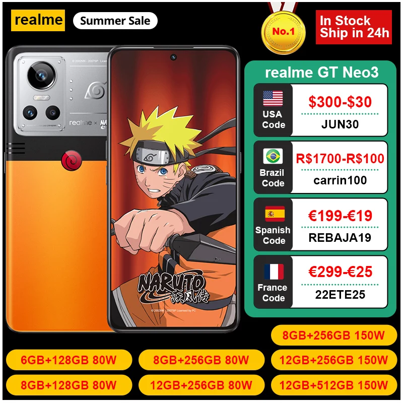  Смартфон realme GT NEO3 NEO 3, 150 Вт, 8100 Гц, 120 мАч, NFC 