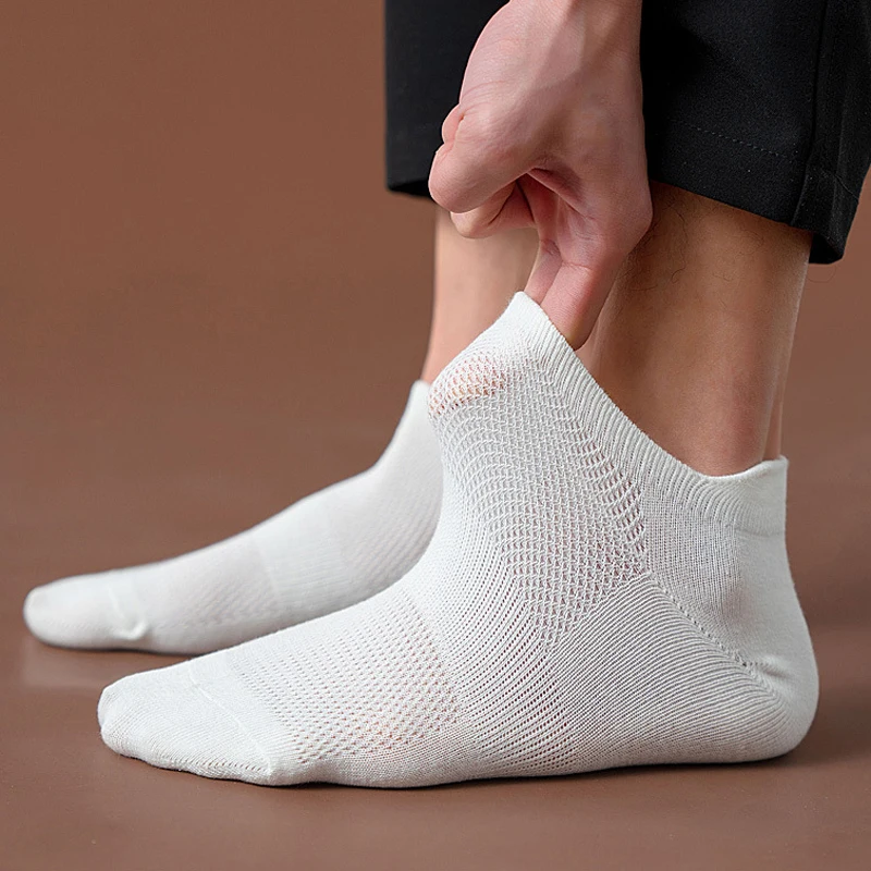 

High Quality Men Ankle Socks Breathable Cotton Sports Socks Mesh Casual Athletic Summer Thin Cut Short Sokken