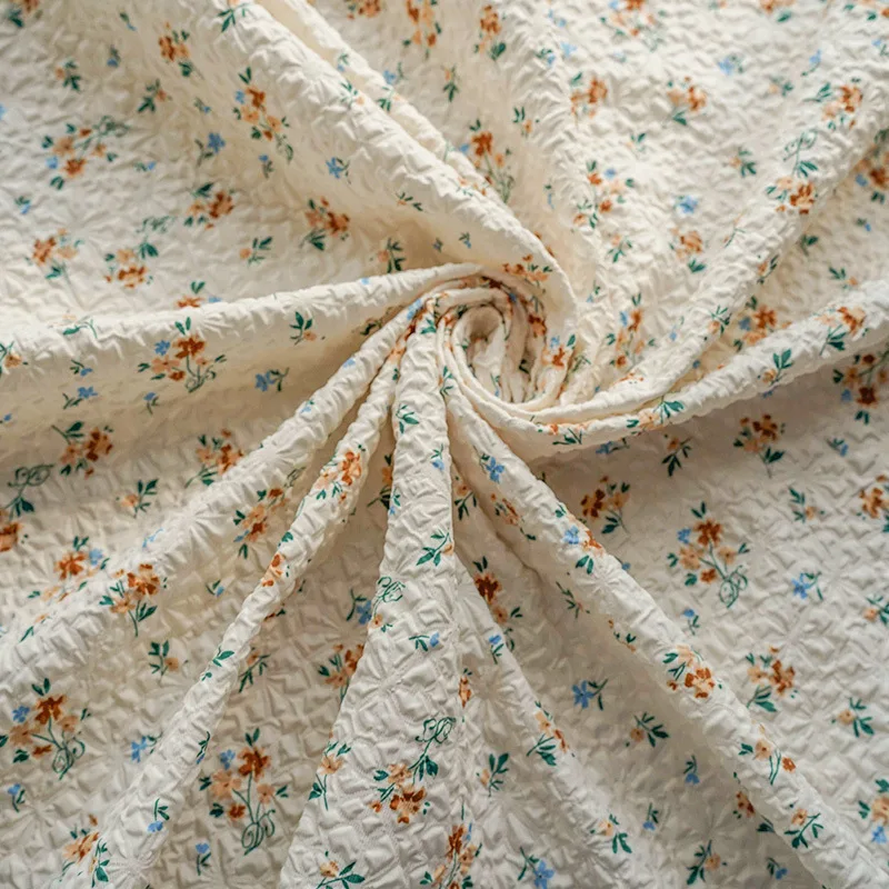 

Бежевая рельефная небольшая цветочная ткань для одежды, топов и юбки, измеритель