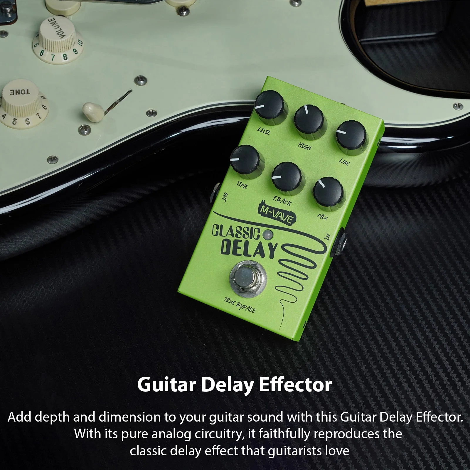Педаль эффектов задержки гитары M-VAVE 2-полосный эквалайзер и усиление громкости