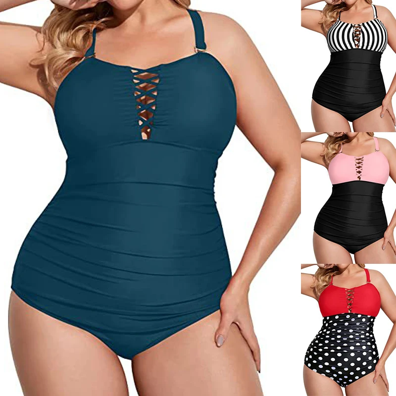 

2023 New Plus Size One Piece Women Swimsuit Print Swimwear Beach Bathing Suit Tummy Control Monokinis Swimming Suit Bodysuit