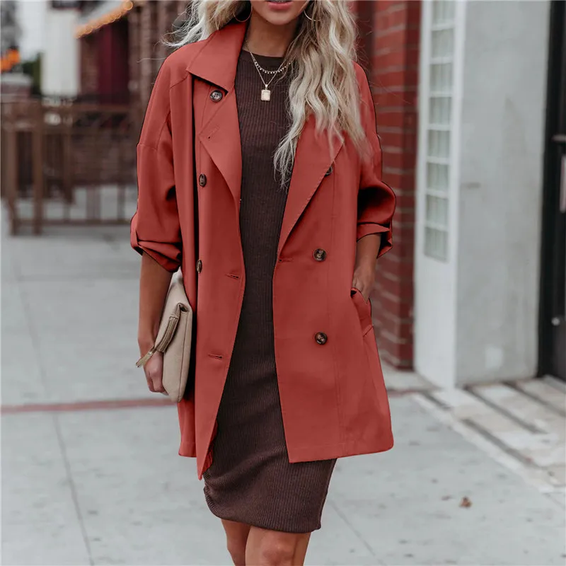 

Trench Coat For Women Jackets Women Clothes Spring Autumn Korean Version Trench Coat Double-Breasted Belted Lady Cloak Overcoats