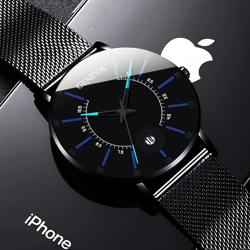 

Мужские модные часы reloj hombre 2022, Роскошные ультратонкие кварцевые часы с сетчатым ремешком из нержавеющей стали, мужские деловые часы, мужски...