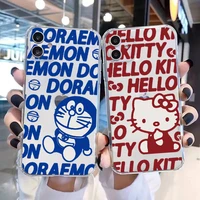 hello kitty robot blue cat case for iphone 11 13 12 pro max 13 pro max x xr xs max se2020 8 7 6 6s plus transparent phone cover