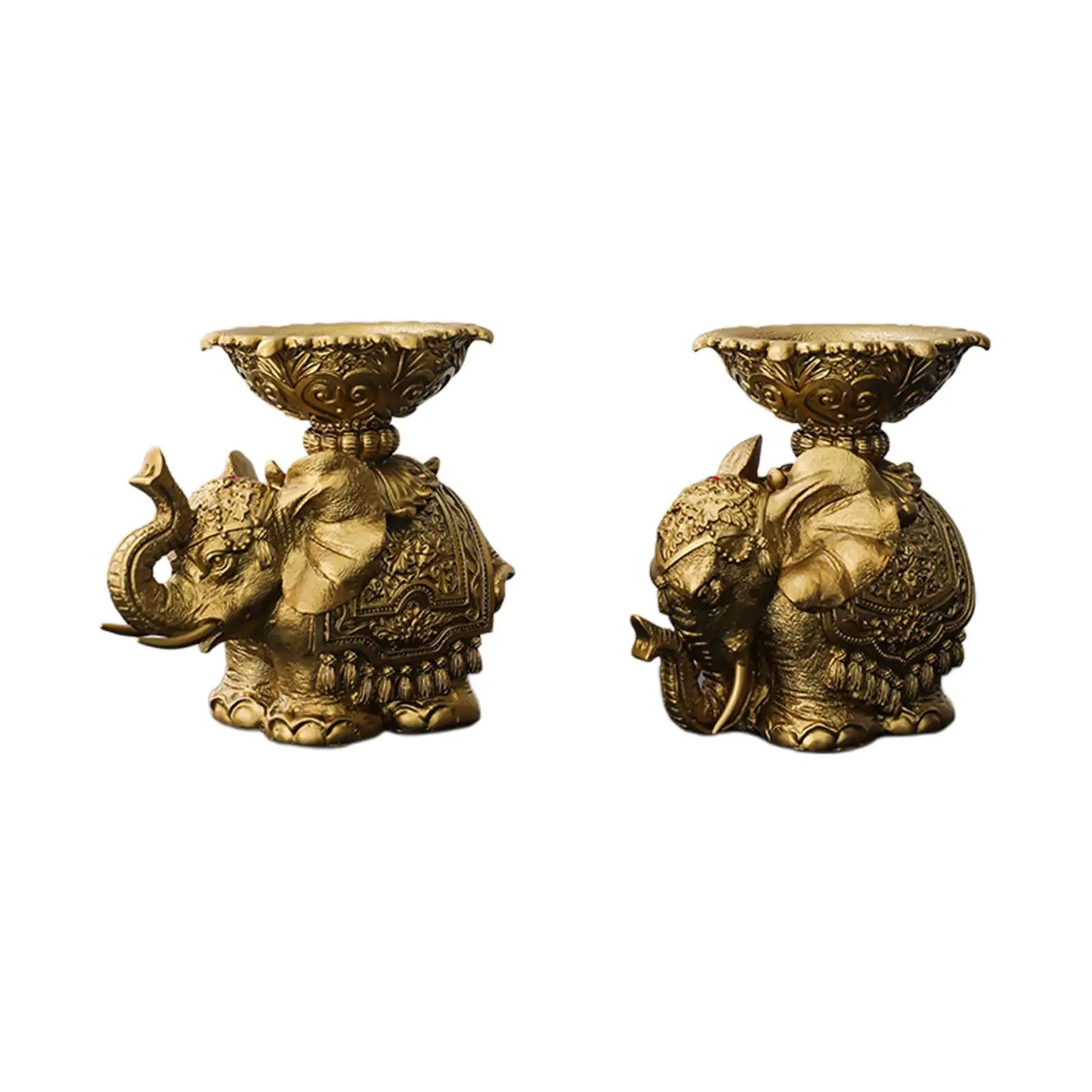 

2Pcs Elephant Statue Craft European Vintage Style Candle Holder for Celebrations Living Room Table Centerpiece Holiday Birthday