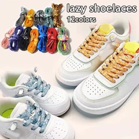 elastic no tie shoelaces cashew flower color flat sneakers shoelace metal lock lazy laces for kids adult one size fits all shoes