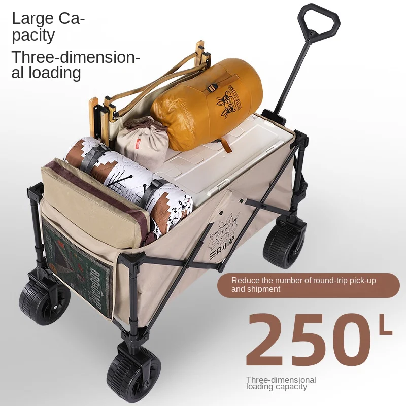 Outdoor Camping Camping Trailer Cart Outdoor Cart Camp Car Picnic Car Adjustable Folding Portable Cart