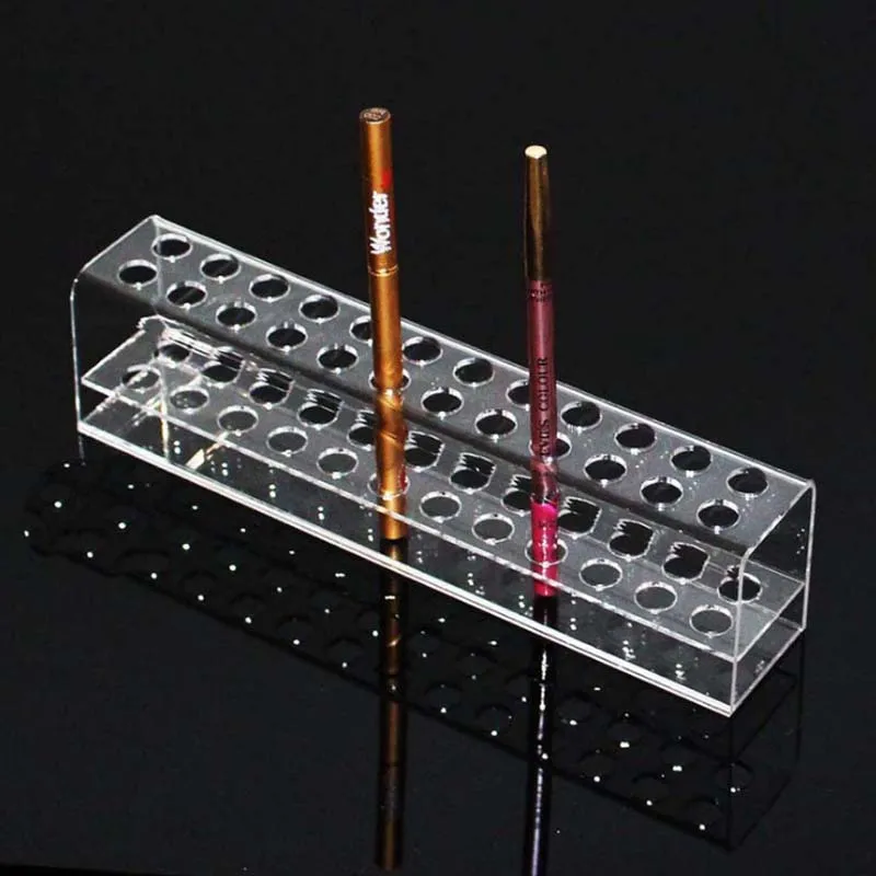 

Clear 24 Slots Acrylic Eyeliner Lip Liner Pencil Holder Makeup Display Stand Organizer Makeup Brushes Shelf Cosmetic Storage Box